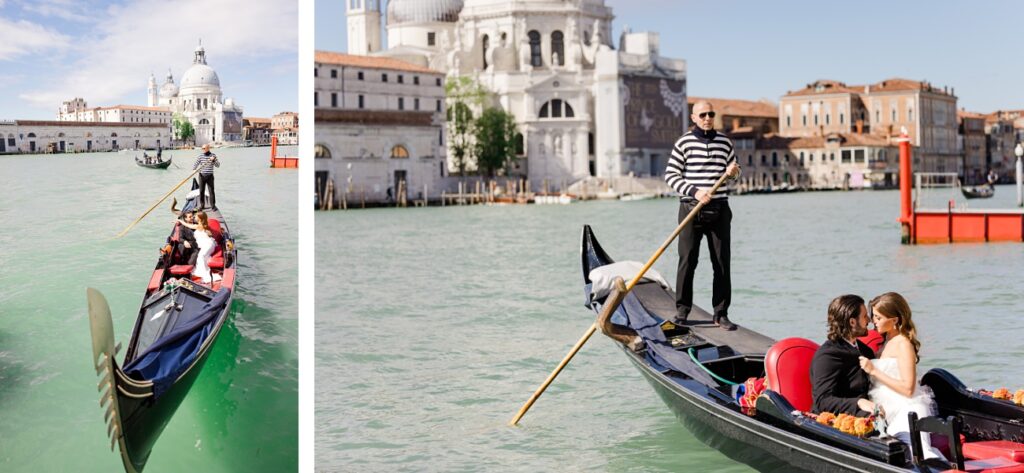 Bride and Groom in gondola on the Grand Canal in Venice